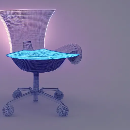 Prompt: cyber chair, crisp, dim painterly volumetric aquatic lighting, beautiful 3 d concept art, artstation, sketchfab