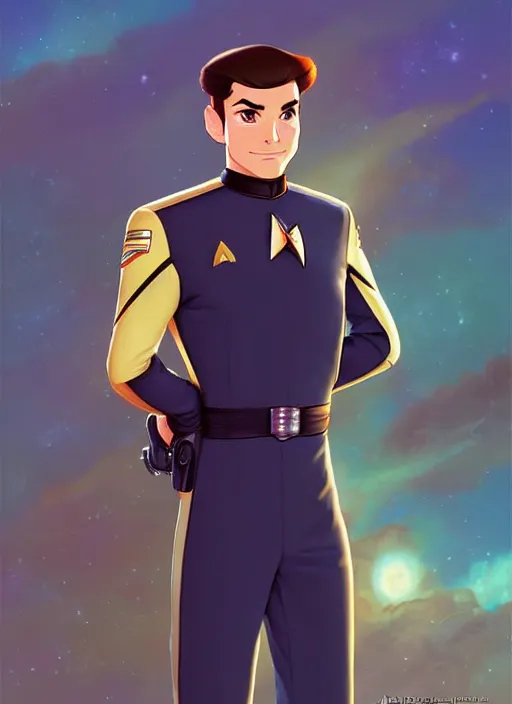 Prompt: cute star trek officer chris mears, natural lighting, path traced, highly detailed, high quality, digital painting, by don bluth and ross tran and studio ghibli and alphonse mucha, artgerm