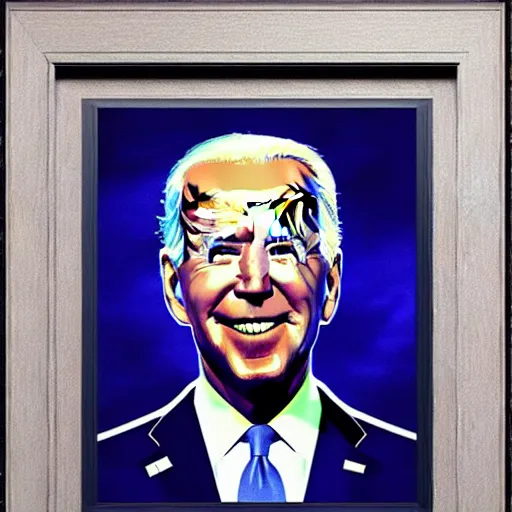Image similar to UHD photorealistic Joe Biden if he wasn't an alien, in the style of tonalism