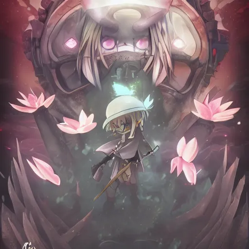 Image similar to the great lotus cold hell, extraordinary, made in abyss style, trending on cgsociety, detailed