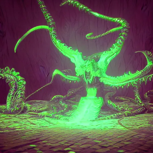 Prompt: instagram photo of necrotic eldritch abomination from the outer edges of reality, octane render 4k photoreal