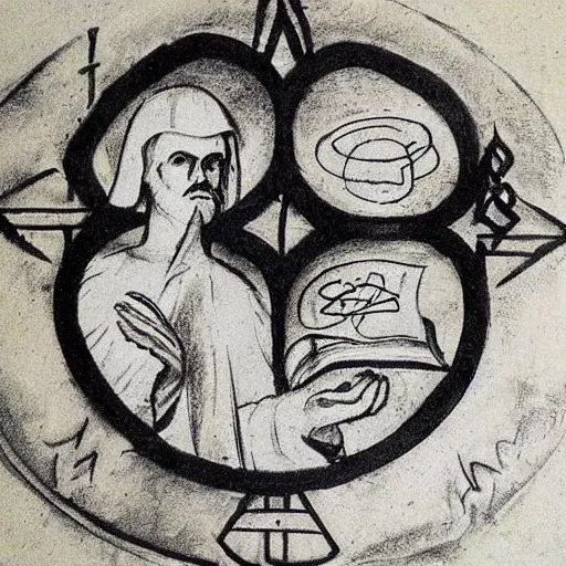 Image similar to magic holy fire iconography old book vintage bible occult rune sketch alchemy ink