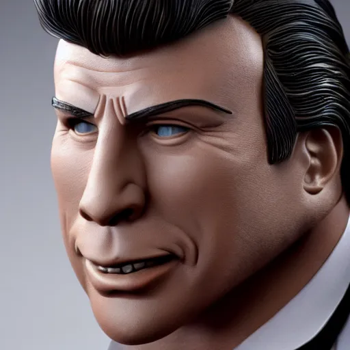 Prompt: animatronic John Travolta, exposed mechanics, photo, Stan Winston studios, detailed, 4k