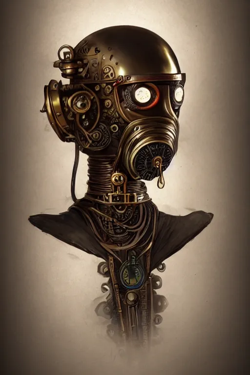 Image similar to steampunk helmet fantasy art mask robot ninja stylized digital illustration sharp focus, elegant intricate digital painting artstation concept art global illumination ray tracing advanced technology chaykin howard and campionpascale and cooke darwyn and davis jack