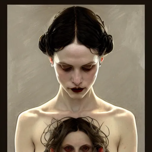 Prompt: symmetry!! portrait of a vampire woman in the world of andrew wyeth, horror, fashion, dark!! intricate, elegant, highly detailed, digital painting, artstation, concept art, smooth, sharp focus, illustration, art by artgerm and greg rutkowski and alphonse mucha