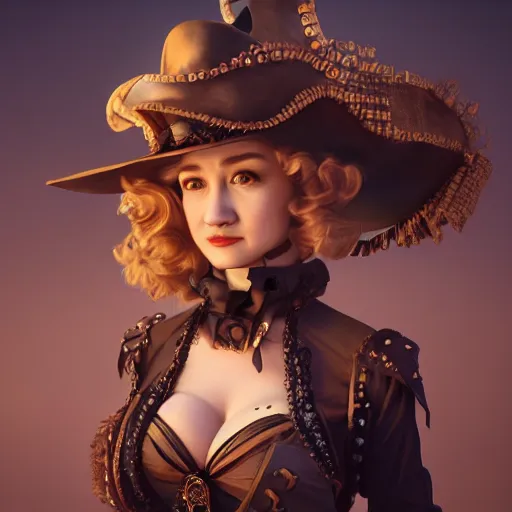 Image similar to julia garner starring as a steampunk burlesque pirate queen, made by stanley artgerm lau, wlop, rossdraws, artstation, cgsociety, concept art, cgsociety, octane render, trending on artstation, artstationhd, artstationhq, unreal engine, 4 k, 8 k