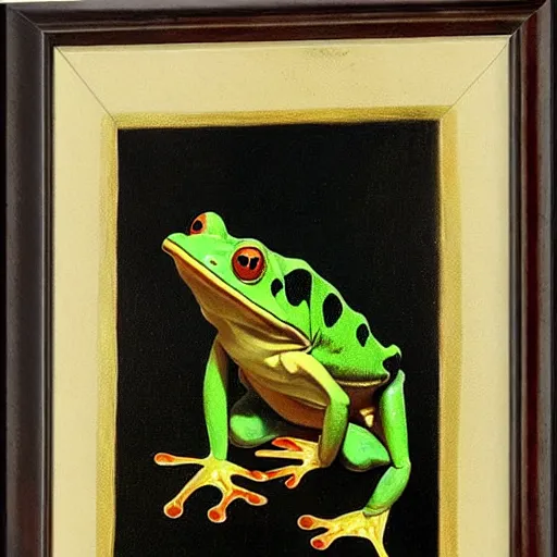 Prompt: a painting of a macabre creepy frog by caravaggio