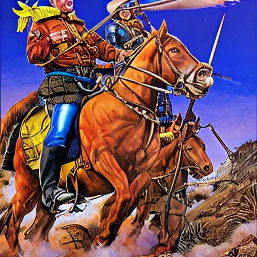 Prompt: Armstrong border reivers by Joe Jusko