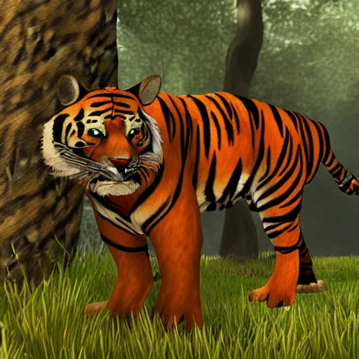 Prompt: a tiger in the style of the video game the lord of the rings online