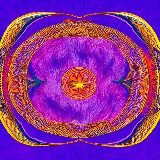 Image similar to phoenix salt bird round composition rebirth orange purple symbolism swirl tail feather graphic design Egyptian style