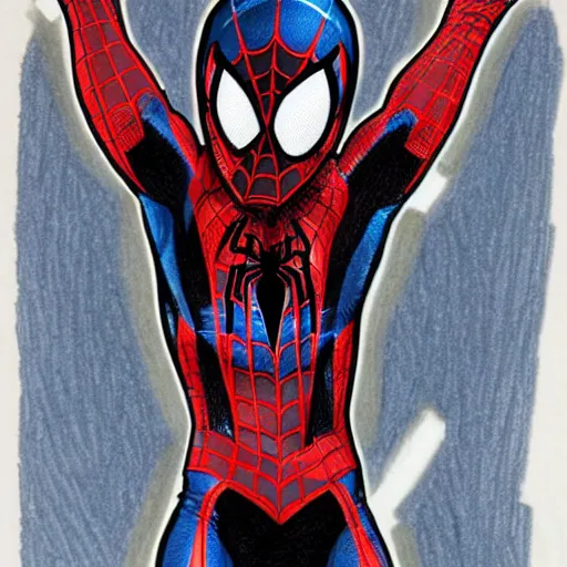 Image similar to colored pencils sketch of spiderman miles morales by todd mcfarlane