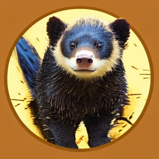 Prompt: a telegram sticker of a honey badger on a pile of gold coins