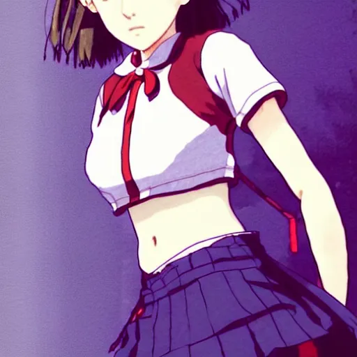 Image similar to a beautiful! boyish! natalie portman alluring gravure! model, wearing japanese school girl outfit with mayan pattern and native style, aztec street fashion, gapmoe yandere grimdark, trending on pixiv fanbox, painted by greg rutkowski makoto shinkai takashi takeuchi studio ghibli, akihiko yoshida