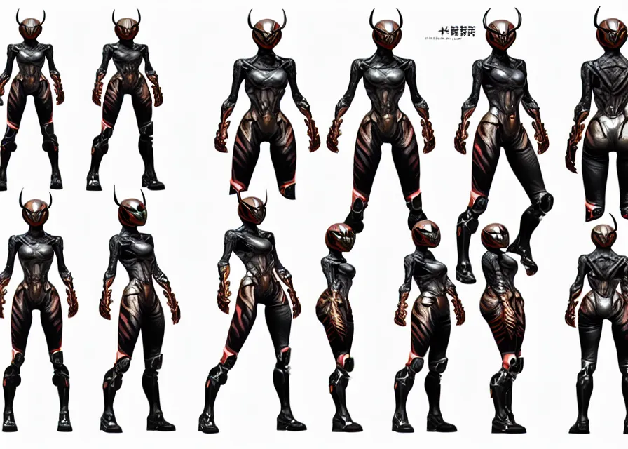 Prompt: female kamen rider character concept art sprite sheet of abstract tiger concept, big belt, horns, human structure, concept art, hero action pose, human anatomy, intricate detail, hyperrealistic art and illustration by irakli nadar and alexandre ferra, unreal 5 engine highlly render, global illumination