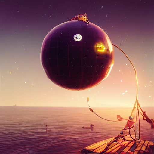 Prompt: photorealistic hyperrealistic holographic sea sphere sparrow mousse neutron fireflies , by Hans Andersen Brendekilde and Beeple and Brom , flat shading , Low poly , fine art