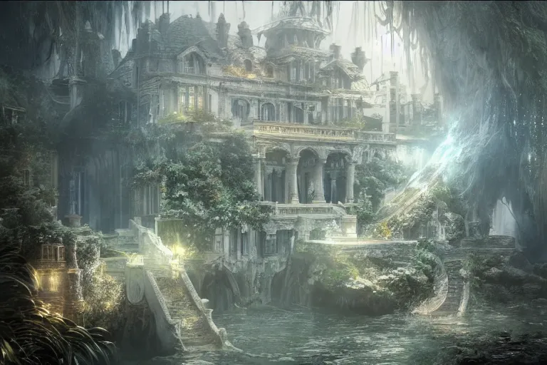 Prompt: the most amazing dream you ever had about mansion of elemental of water, hyper realistic, ambient lighting, concept art, intricate, hyper detailed, smooth, dynamic volumetric lighting, octane, cinematic