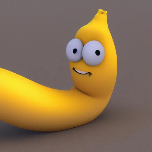 Prompt: A dancing banana at the beach, 3d render, simplistic