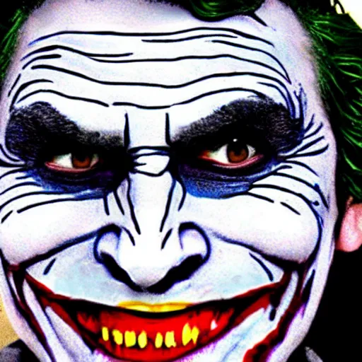 Prompt: A person that looks like the joker but really is batman