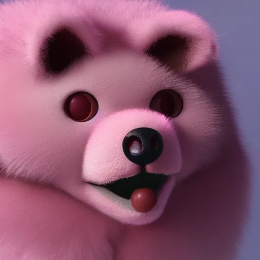 Image similar to extremly detailed micrphone made of pink fluffy fur, photorealistic, high details, 8 k, sharp focus, octane render, volumetric light