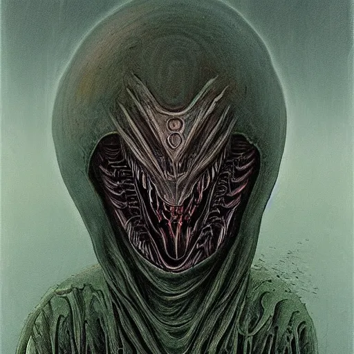 Prompt: the Baron from dune in the style of beksinski and giger