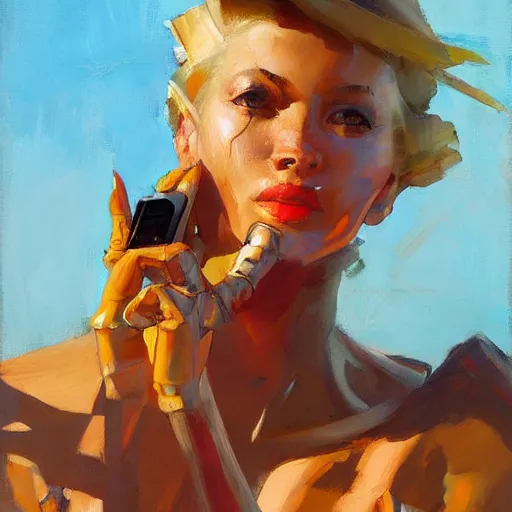 Image similar to greg manchess portrait painting of a drunk robot, medium shot, asymmetrical, profile picture, organic painting, sunny day, matte painting, bold shapes, hard edges, street art, trending on artstation, by huang guangjian and gil elvgren and sachin teng