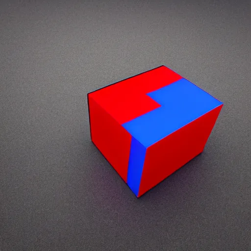 Prompt: a red cube on the top of a blue cube