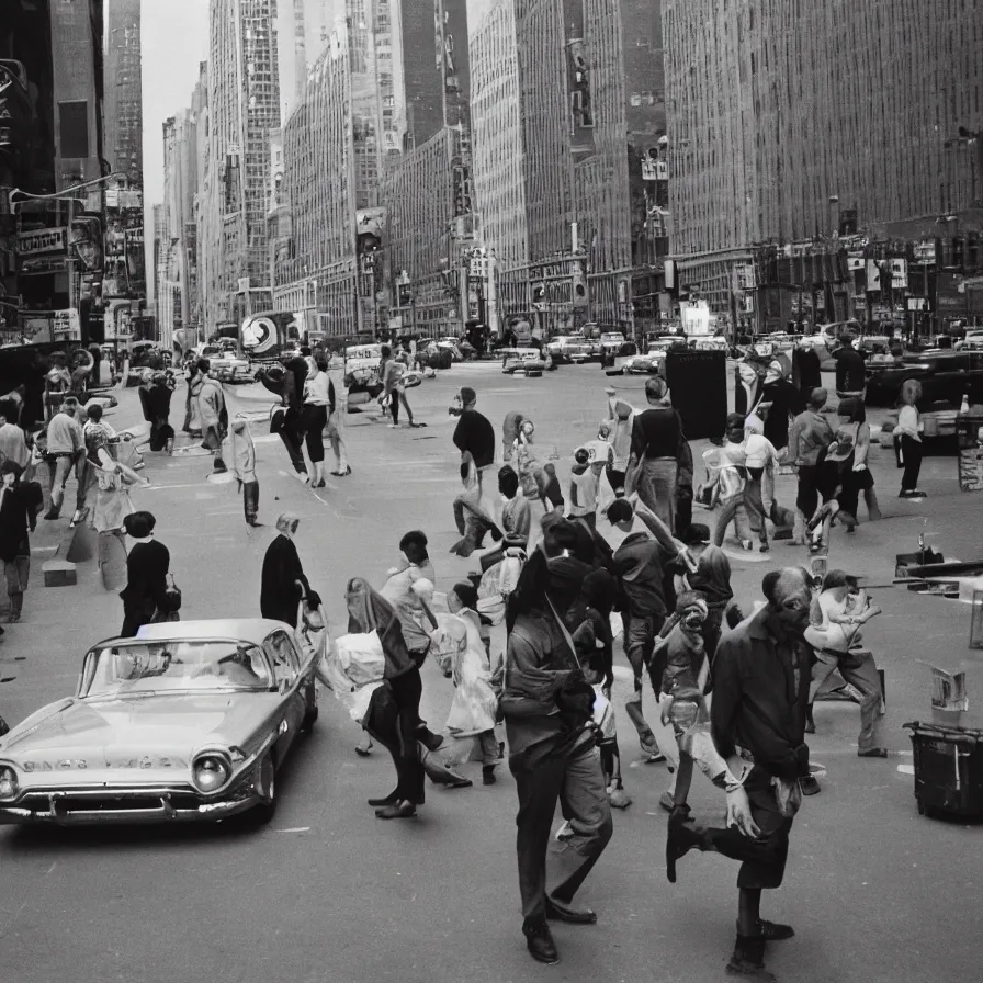 Image similar to street photography in new york from the 1 9 6 0 s, ultra detailed hyper realistic lifelike, photographed on colour film, photo taken with ektachrome, featured on unsplash