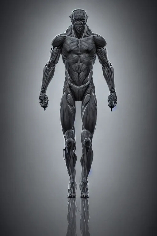 Image similar to symmetry!! full body human anatomy concept, medusa, gun metal grey, cyborg, gorilla arms, digital art, in the style of ben lol, brian sum, ramil sunga, herbert lowis, furio tedesschi, christopher cao, artstation, pinterest, deviantart, photoshop, octane render, unreal engine