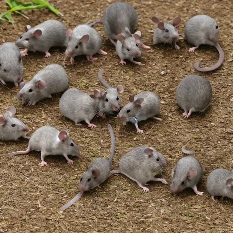 Image similar to super intelligent mice laying their best plans