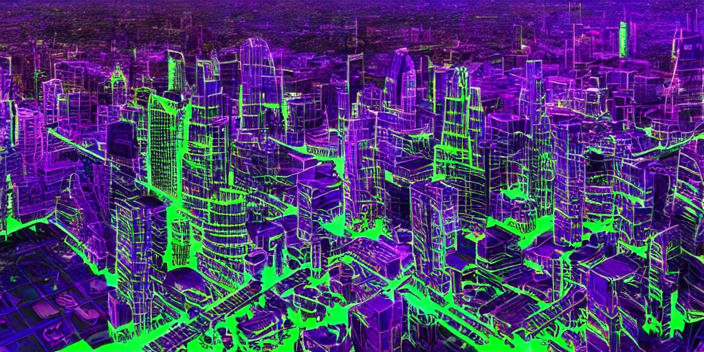 Prompt: photorealistic land of future tech skyscrapers and flying cars with stunning fluorescent & neon 4 d holographic sculptures