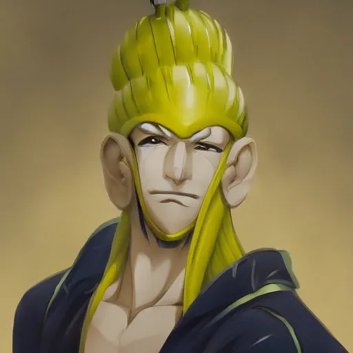 Prompt: portrait of banana man, anime fantasy illustration by tomoyuki yamasaki, kyoto studio, madhouse, ufotable, trending on artstation