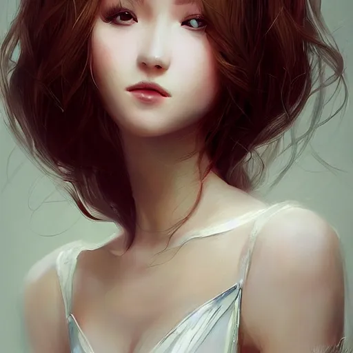 Image similar to a beautiful and elegant girl by wlop, dream, closeup headshot, 8 k, high detailed, ultra - realistic painting, trending on artstation.