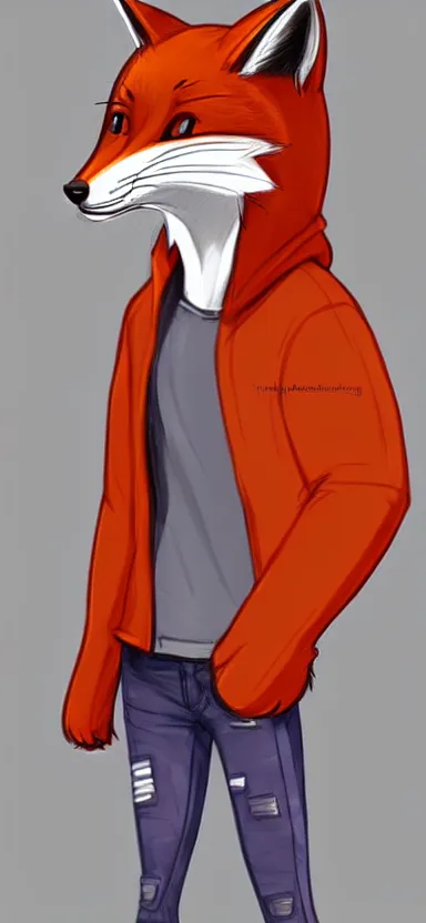 Prompt: a sketch art of anthropomorphic fox wearing a hoodie, artstation, digital art, oc commission