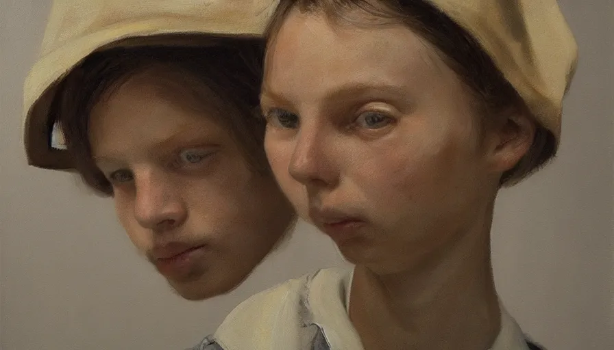 Image similar to painting by borremans, portrait, detailed, stunning, hyperrealism, dynamic lighting, octane render