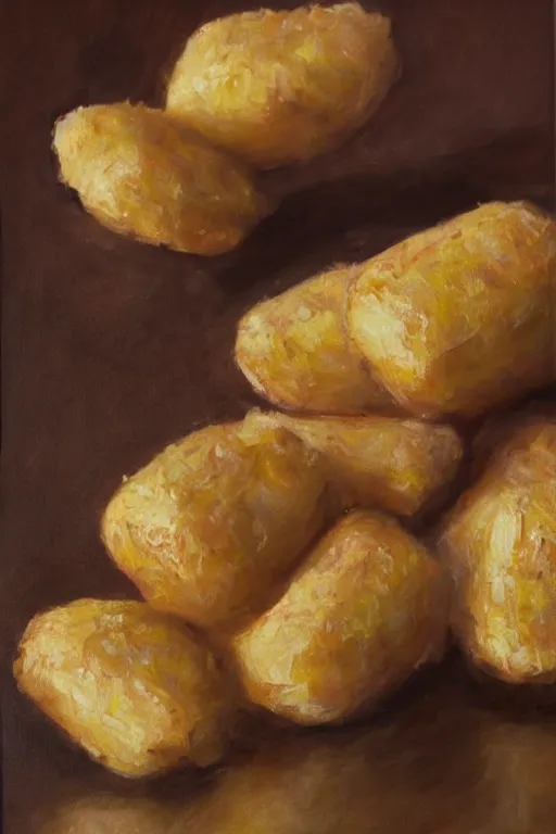 Image similar to channing tatum as a tater tot, oil on canvas, intricate, portrait, 8 k highly professionally detailed, hdr, cgsociety