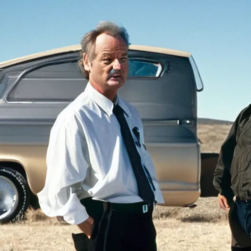 Prompt: bill murray playing a role in breaking bad, film still, promotional shot