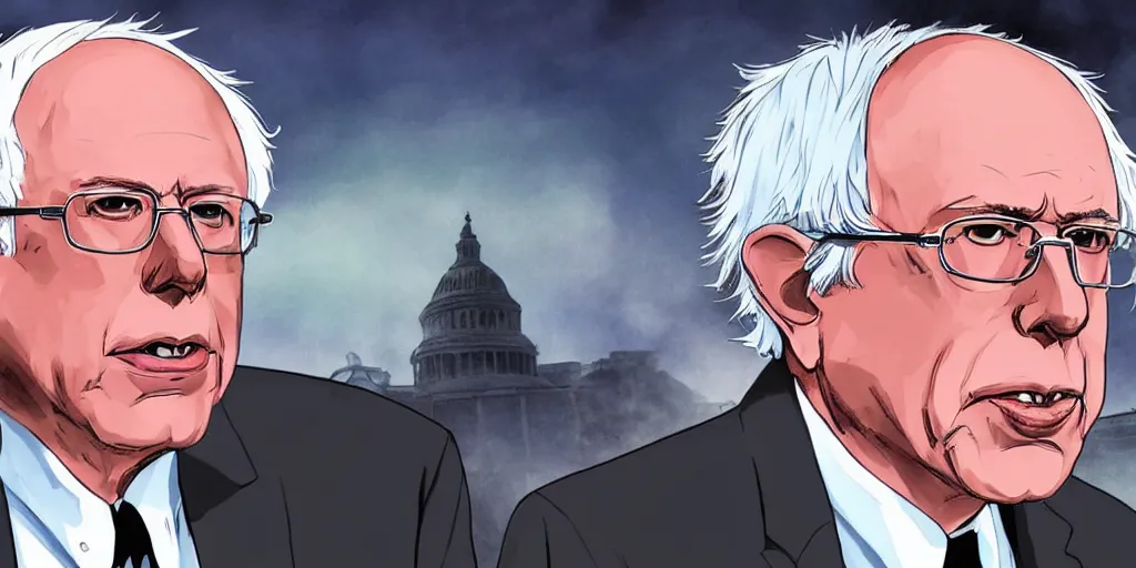 Image similar to bernie sanders, anime, car