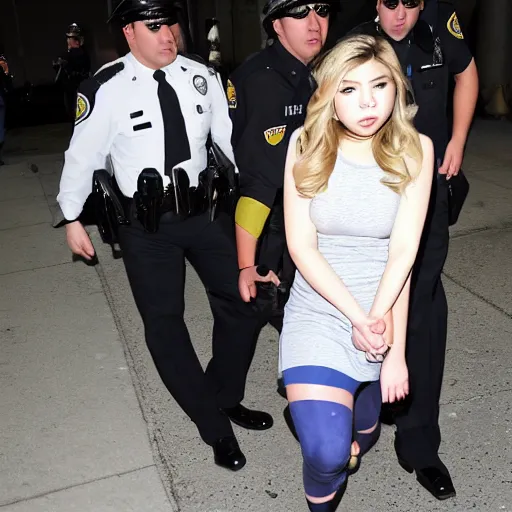 Image similar to Sam Puckett from iCarly being arrested