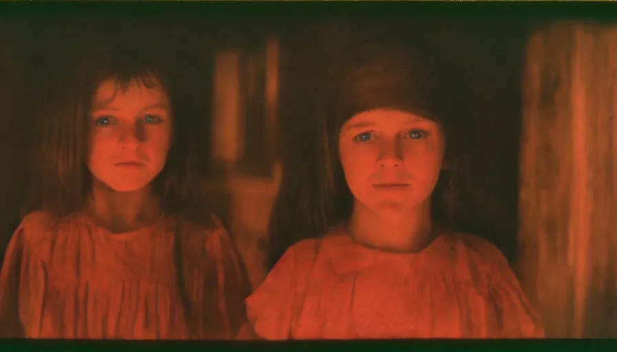 Image similar to 7 0 s film still from a horror movie starring amish children, kodachrome, cinecolor, cinestill, film grain, film texture, retro, cinematic, high resolution, photorealism,