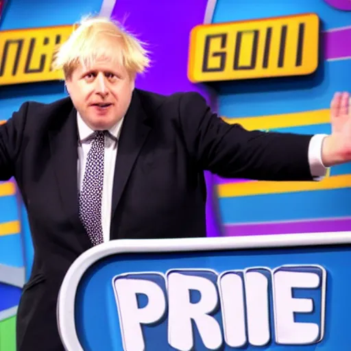 Prompt: boris johnson on the price is right