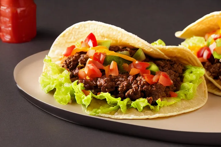 Prompt: taco hamburger, commercial photography
