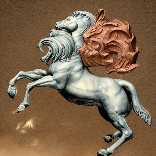 Image similar to horse trampling griffin