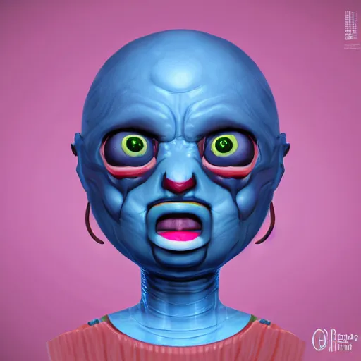 Prompt: A humanoid tasty looking cupcake with bushy eyebrows and grumpy face, blue light, extra detailed, digital illustration, by OLIVER ENDE, digital painting, Matte painting, trending on artstation and unreal engine