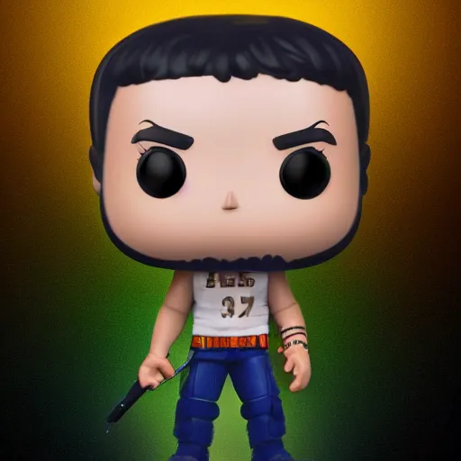 Image similar to hyper realistic Haliburton funko pop detailed lighting, high quality, sharp focus, intricate, artstation, 4k