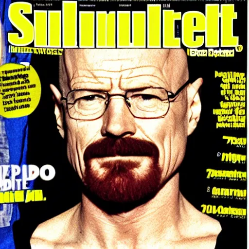 Image similar to Walter White on the cover of Swimsuit Illustrated (1989)