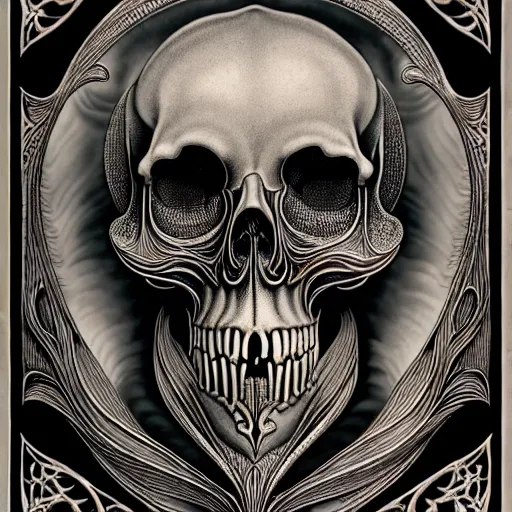 Image similar to art forms of nature by ernst haeckel, memento mori by arthur rackham, ornate antique porcelain beautiful skull mask, ultrasharp, photorealistic, hyperdetailed, octane render, polished, art nouveau, neo - gothic, gothic, intricate ornamental organic filigree, art nouveau botanicals, art forms of nature by ernst haeckel, horizontal symmetry, symbolist, visionary