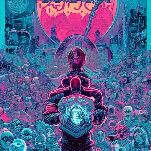 Prompt: hypercrush band art, by josan gonzales and dan mumford