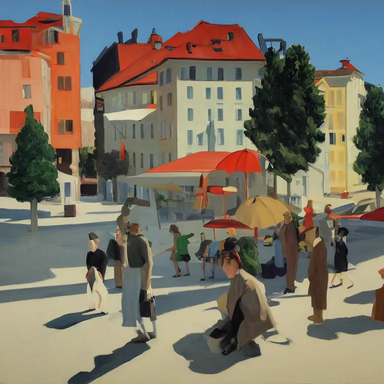 Image similar to dreaming future of südburgenland, painted by Alex Katz, painted by Edward Hopper, airbrush