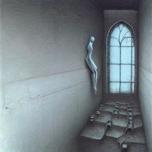 Image similar to Hidden commuter ghost. Zdzisaw Beksinski.