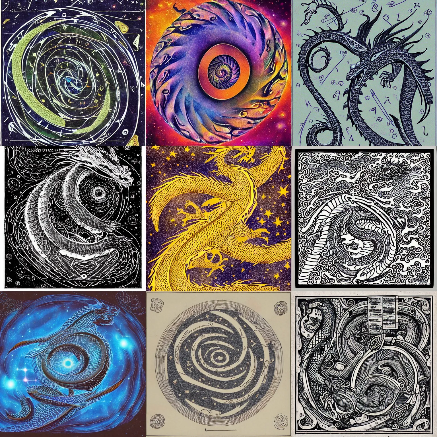 Prompt: dragon, spiral galaxy, made of Notation, Symbols, Lines, Sequences, Interpretation, Instructions, Communication, Visuality, Process, form, line, character, surface, space, material, immaterial, sensual, symbolic, conceptual, Series, Variations, Temporalization, Processualization, Notation, Instruction, Form, Sign, Symbol, Movement, Parallel, Sequential, Disordered, Unconnected, Static, Visual, Mental, Iconic, Imaginative. Creative, large-scale, multi-part, process, drawing, repetition, variation, order, chaos, improvisation, medium: black pencil